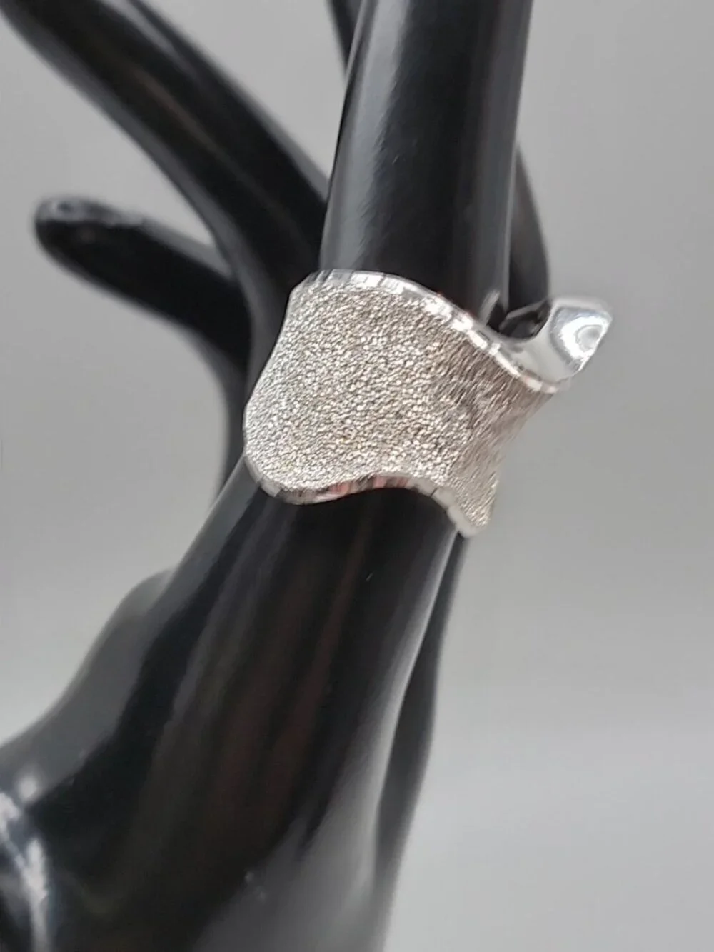 Vintage Sterling Silver Diamond Drizzle Cut Wave Ring Milor Italy Size 6.5 925 - Picture 10 of 16